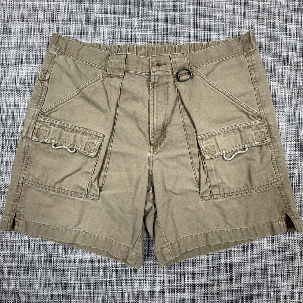 Columbia PFG Brewha Shorts Mens Medium Khaki Cotton Fishing Utility Pockets